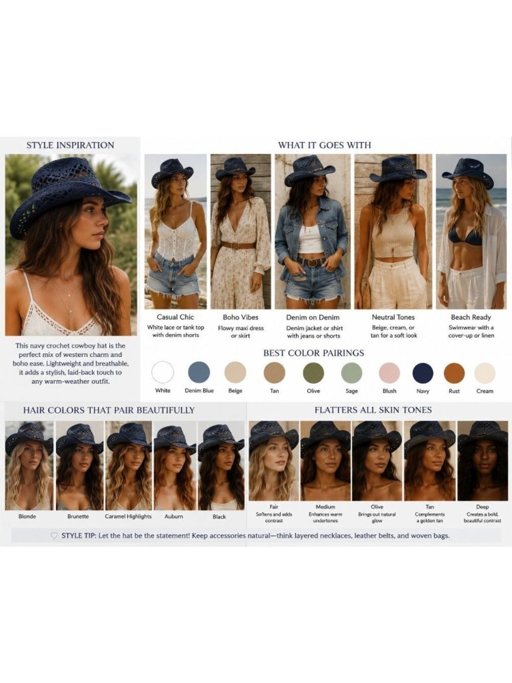 Blue Straw Cowboy Hat Rolled Brim One Size Western Cowgirl Beach - Picture 8 of 9